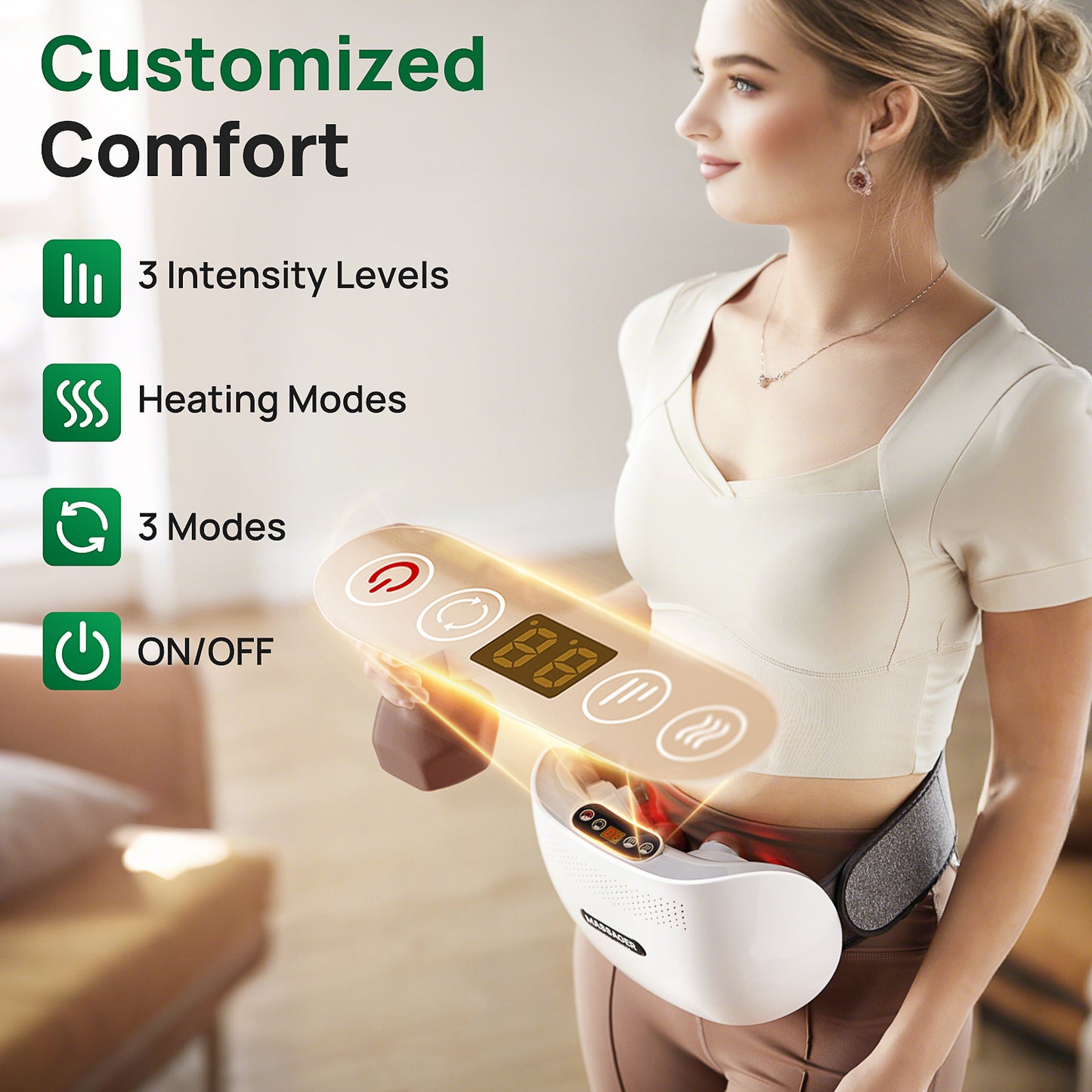 2025 Smart Bian Stone Abdominal Massager With Heat Light Wave Therapy Auto Kneading Home Wellness Solution